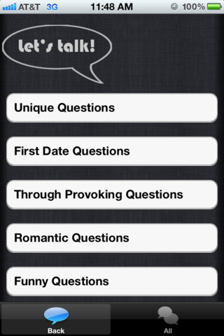 Conversation Starter iPhone App UI