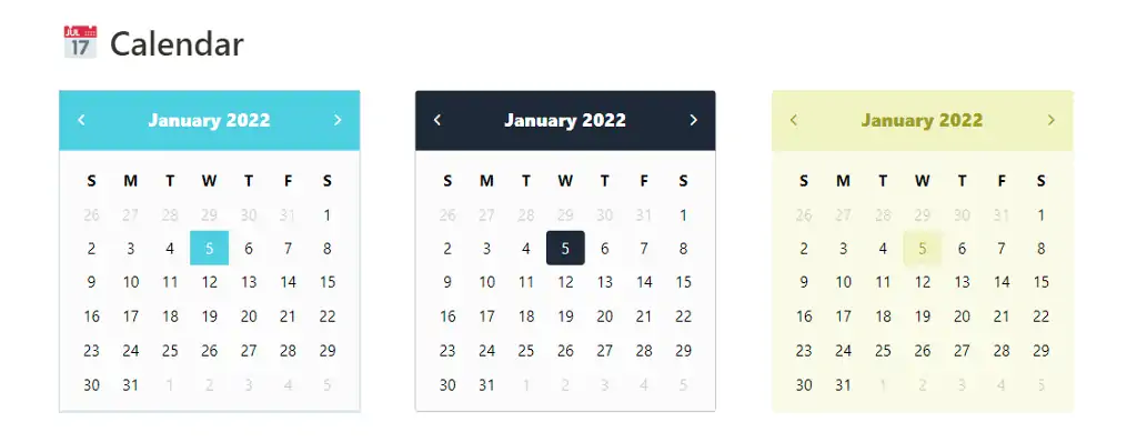 Simple calendar widget made using